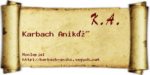 Karbach Anikó névjegykártya